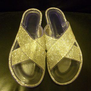 Rhinestone  Criss Cross Slides Size 7 NWOT
